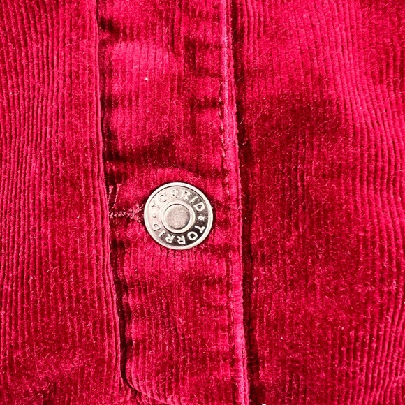 Torrid Red Corduroy Trucker Jacket Women 2 Sherpa Collar Button Front - Picture 4 of 10